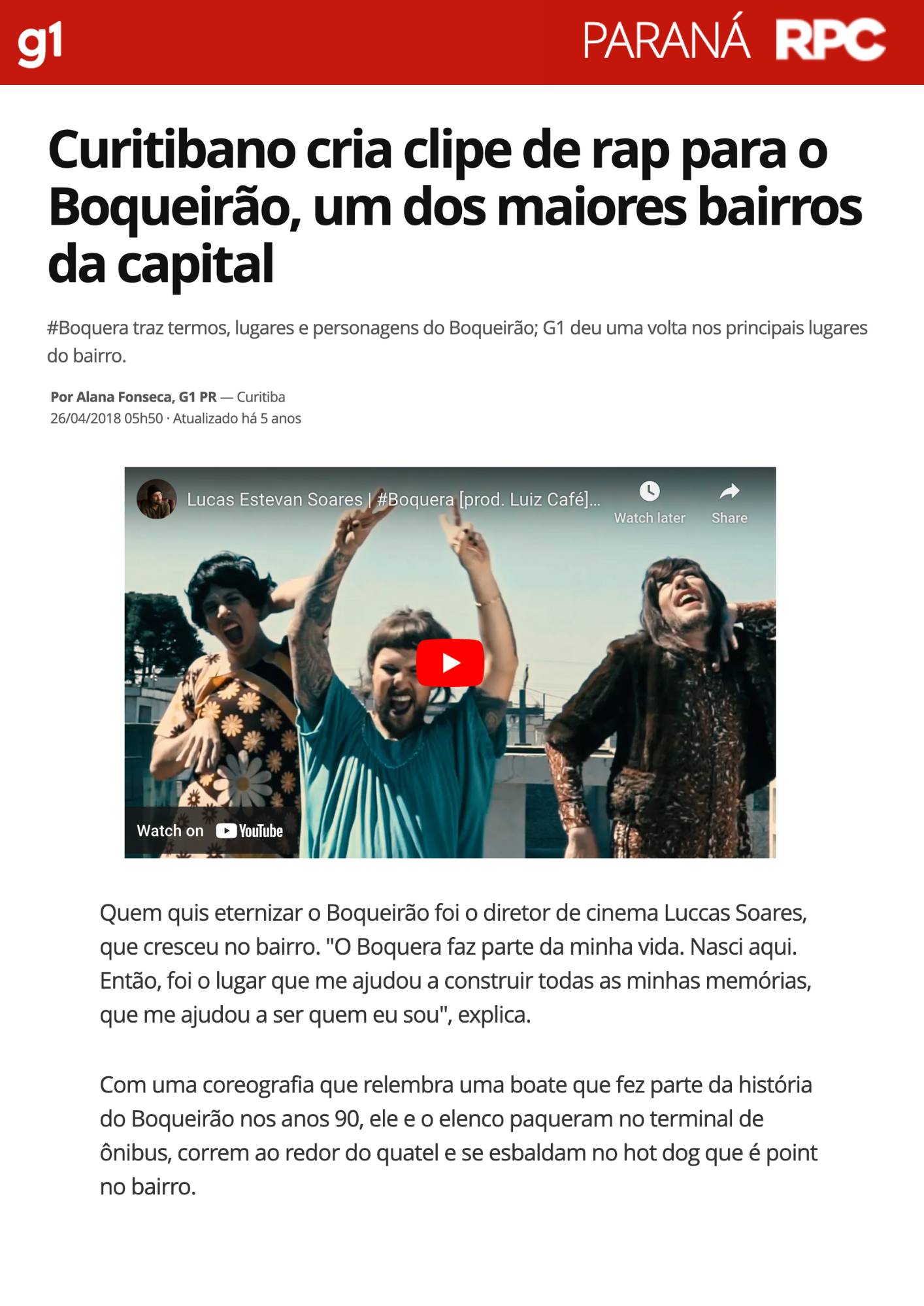 G1 — Clipe de rap para o Boqueirão